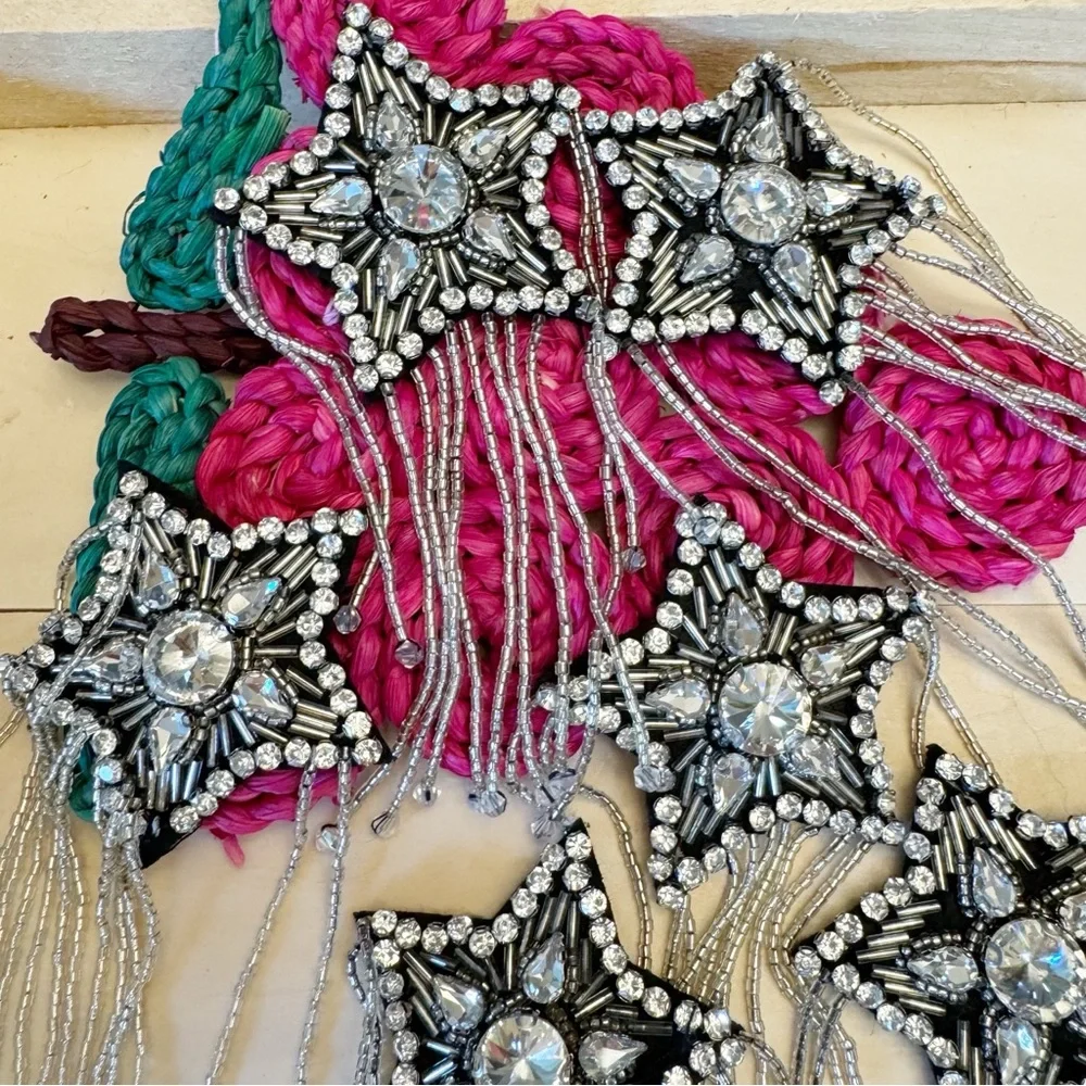 Fashion Embroidery Crown Wing Patch Pentagram Tassel Badge Decorative Patch